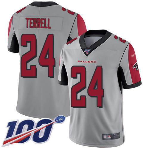 Nike Falcons #24 A.J. Terrell Silver Men's Stitched NFL Limited Inverted Legend 100th Season Jersey Nike Falcons #24 A.J. Terrell Silver Men's Stitched NFL Limited Inverted Legend 100th Season Jersey