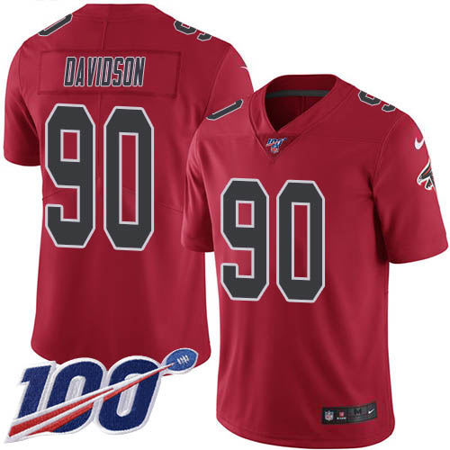 Nike Falcons #90 Marlon Davidson Red Men's Stitched NFL Limited Rush 100th Season Jersey Nike Falcons #90 Marlon Davidson Red Men's Stitched NFL Limited Rush 100th Season Jersey
