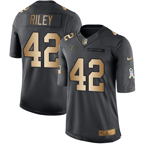 Nike Falcons #42 Duke Riley Black Men's Stitched NFL Limited Gold Salute To Service Jersey Nike Falcons #42 Duke Riley Black Men's Stitched NFL Limited Gold Salute To Service Jersey