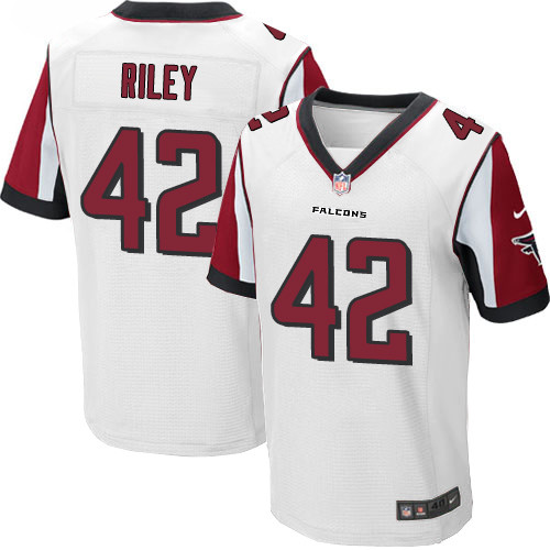 Nike Falcons #42 Duke Riley White Men's Stitched NFL Elite Jersey Nike Falcons #42 Duke Riley White Men's Stitched NFL Elite Jersey