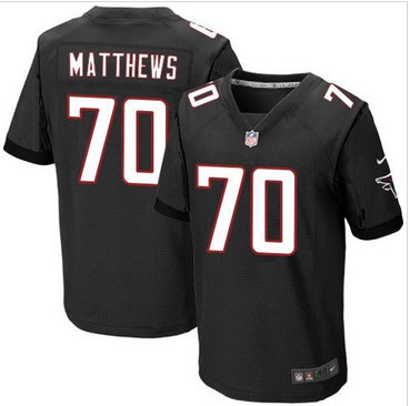 Nike Atlanta Falcons #70 Jake Matthews Black Alternate Men's Stitched NFL Elite Jersey Nike Atlanta Falcons #70 Jake Matthews Black Alternate Men's Stitched NFL Elite Jersey