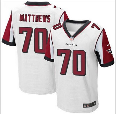 Nike Atlanta Falcons #70 Jake Matthews White Men's Stitched NFL Elite Jersey Nike Atlanta Falcons #70 Jake Matthews White Men's Stitched NFL Elite Jersey