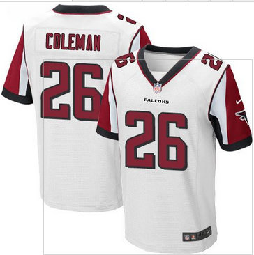Nike Atlanta Falcons #26 Tevin Coleman White Men's Stitched NFL Elite Jersey Nike Atlanta Falcons #26 Tevin Coleman White Men's Stitched NFL Elite Jersey