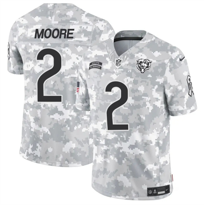 Men's Chicago Bears #2 DJ Moore 2024 F.U.S.E Arctic Camo Salute To Service Limited Stitched Football Jersey Men's Chicago Bears #2 DJ Moore 2024 F.U.S.E Arctic Camo Salute To Service Limited Stitched Football Jersey