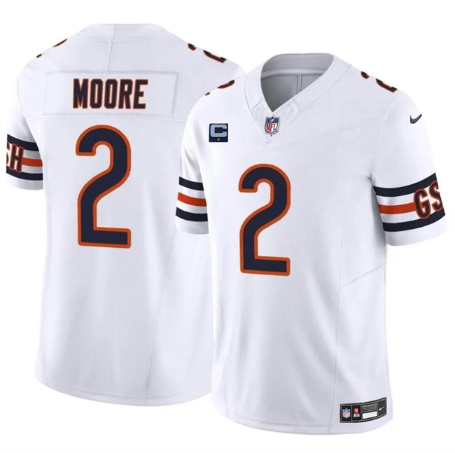 Men's Chicago Bears #2 DJ Moore White 2024 F.U.S.E. With 1-Star C Patch Vapor Untouchable Limited Stitched Football Jersey Men's Chicago Bears #2 DJ Moore White 2024 F.U.S.E. With 1-Star C Patch Vapor Untouchable Limited Stitched Football Jersey
