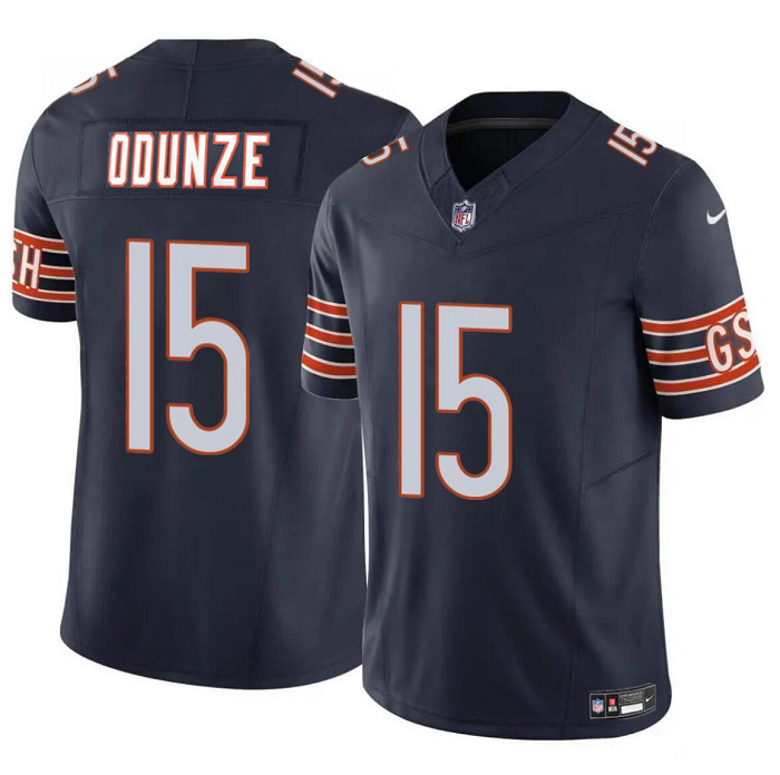 Men's Chicago Bears #15 Rome Odunze Navy 2024 Draft F.U.S.E. Vapor Stitched Football Jersey Men's Chicago Bears #15 Rome Odunze Navy 2024 Draft F.U.S.E. Vapor Stitched Football Jersey