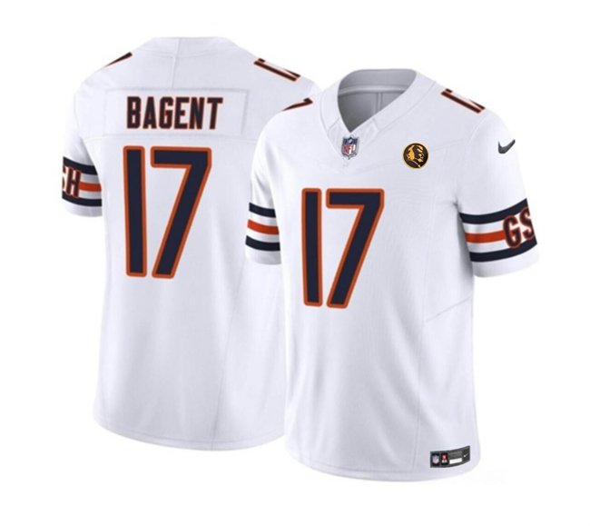 Men's Chicago Bears #17 Tyson Bagent White 2023 F.U.S.E. With John Madden Patch Vapor Limited Stitched Football Jersey Men's Chicago Bears #17 Tyson Bagent White 2023 F.U.S.E. With John Madden Patch Vapor Limited Stitched Football Jersey