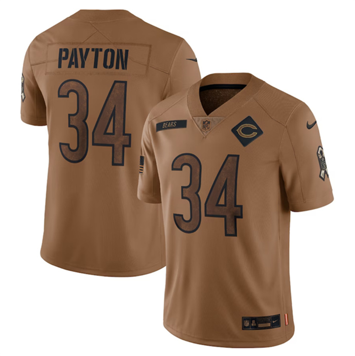 Men's Chicago Bears #34 Walter Payton 2023 Brown Salute To Service Limited Stitched Football Jersey Men's Chicago Bears #34 Walter Payton 2023 Brown Salute To Service Limited Stitched Football Jersey