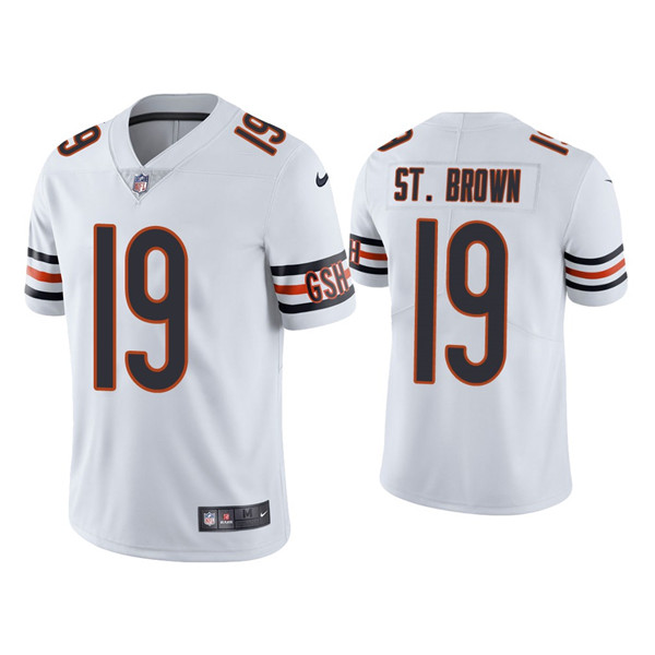 Men's Chicago Bears #19 Equanimeous St. Brown White Vapor Untouchable Limited Stitched Jersey Men's Chicago Bears #19 Equanimeous St. Brown White Vapor Untouchable Limited Stitched Jersey