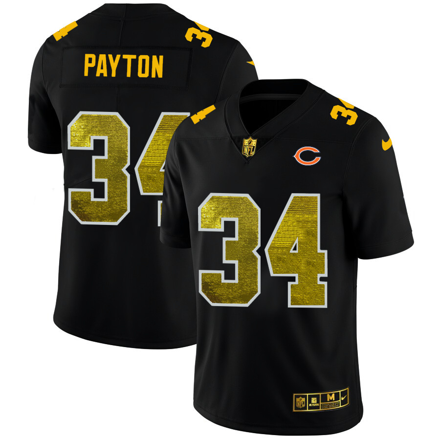 Chicago Bears #34 Walter Payton Men's Black Nike Golden Sequin Vapor Limited NFL Jersey Chicago Bears #34 Walter Payton Men's Black Nike Golden Sequin Vapor Limited NFL Jersey