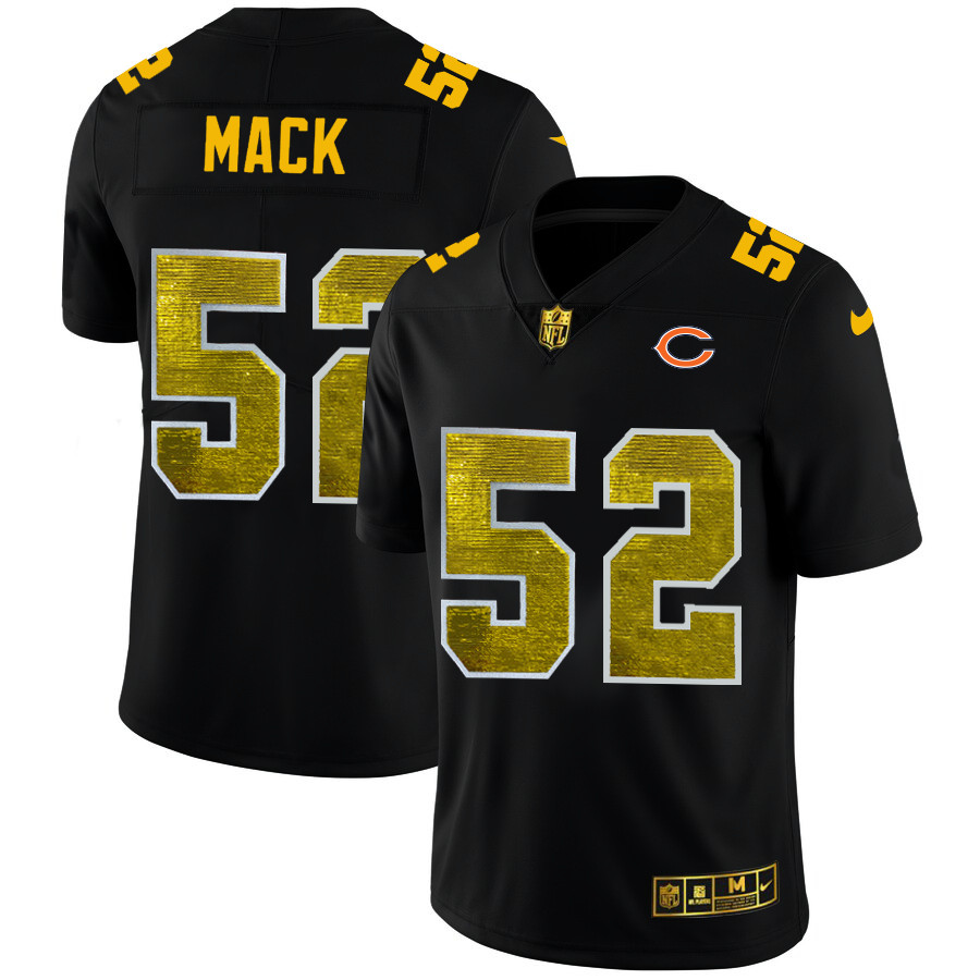 Chicago Bears #52 Khalil Mack Men's Black Nike Golden Sequin Vapor Limited NFL Jersey Chicago Bears #52 Khalil Mack Men's Black Nike Golden Sequin Vapor Limited NFL Jersey