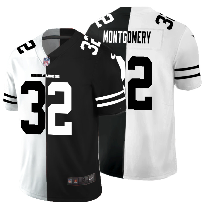 Chicago Bears #32 David Montgomery Men's Black V White Peace Split Nike Vapor Untouchable Limited NFL Jersey Chicago Bears #32 David Montgomery Men's Black V White Peace Split Nike Vapor Untouchable Limited NFL Jersey