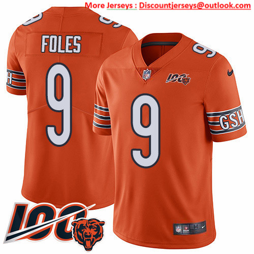 Nike Bears #9 Nick Foles Orange Men's Stitched NFL Limited Rush 100th Season Jersey Nike Bears #9 Nick Foles Orange Men's Stitched NFL Limited Rush 100th Season Jersey