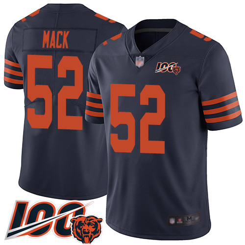 Bears #52 Khalil Mack Navy Blue Alternate Men's Stitched Football 100th Season Vapor Limited Jersey Bears #52 Khalil Mack Navy Blue Alternate Men's Stitched Football 100th Season Vapor Limited Jersey