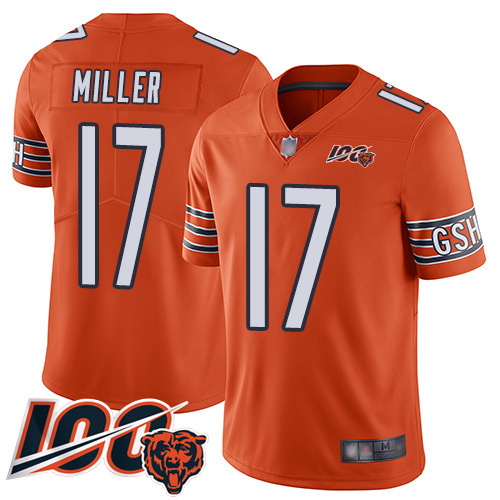 Bears #17 Anthony Miller Orange Men's Stitched Football Limited Rush 100th Season Jersey Bears #17 Anthony Miller Orange Men's Stitched Football Limited Rush 100th Season Jersey