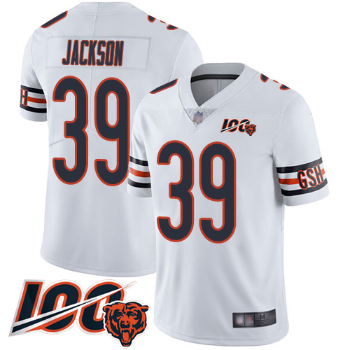 Bears #39 Eddie Jackson White Men's Stitched Football 100th Season Vapor Limited Jersey Bears #39 Eddie Jackson White Men's Stitched Football 100th Season Vapor Limited Jersey