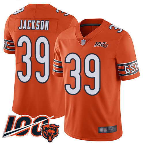 Bears #39 Eddie Jackson Orange Men's Stitched Football Limited Rush 100th Season Jersey Bears #39 Eddie Jackson Orange Men's Stitched Football Limited Rush 100th Season Jersey