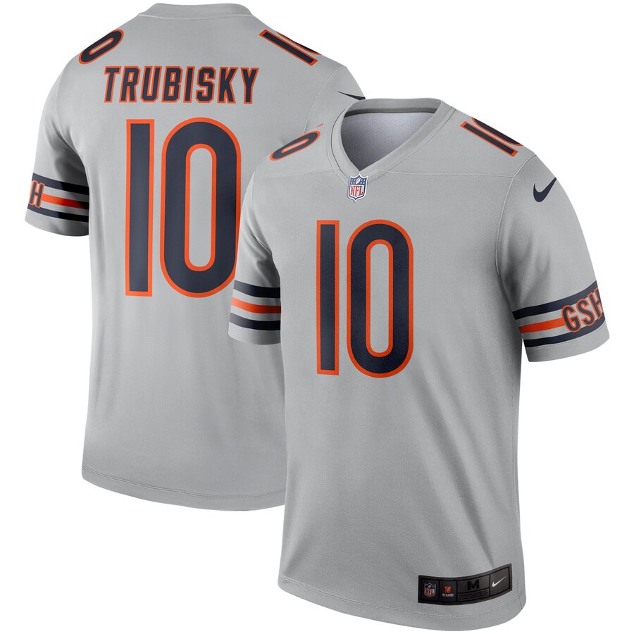 Nike Bears 10 Mitchell Trubisky Silver Inverted Legend Jersey Nike Bears 10 Mitchell Trubisky Silver Inverted Legend Jersey