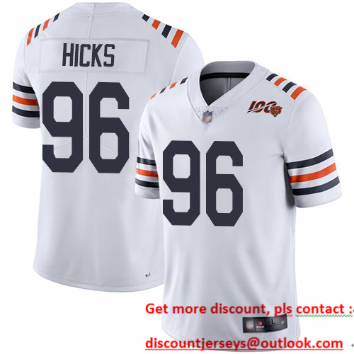 Bears #96 Akiem Hicks White Alternate Men's Stitched Football Vapor Untouchable Limited 100th Season Jersey