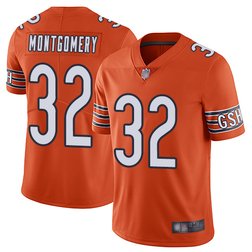 Bears #32 David Montgomery Orange Men's Stitched Football Limited Rush Jersey Bears #32 David Montgomery Orange Men's Stitched Football Limited Rush Jersey