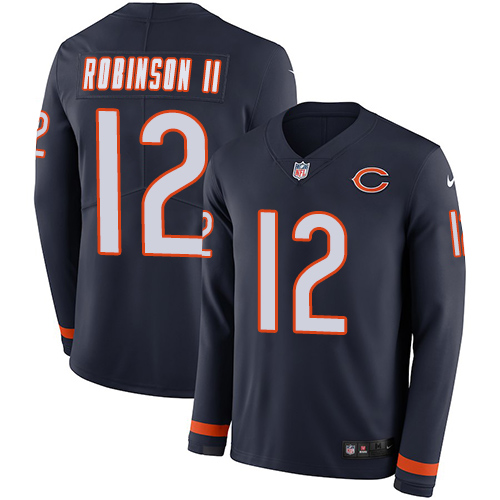 Nike Bears #12 Allen Robinson II Navy Blue Team Color Men's Stitched NFL Limited Therma Long Sleeve Jersey Nike Bears #12 Allen Robinson II Navy Blue Team Color Men's Stitched NFL Limited Therma Long Sleeve Jersey