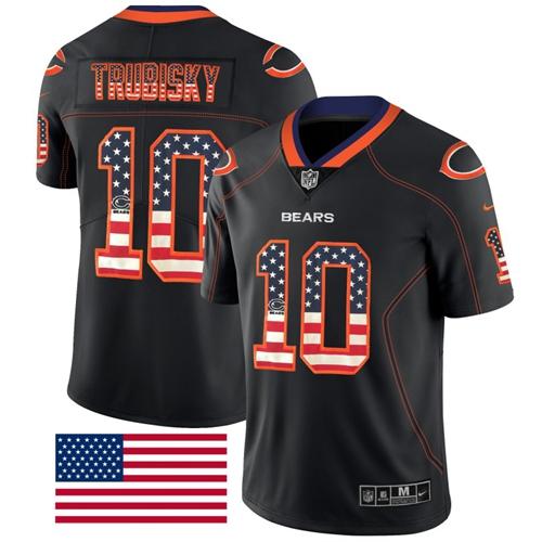 Nike Bears #10 Mitchell Trubisky Black Men's Stitched NFL Limited Rush USA Flag Jersey Nike Bears #10 Mitchell Trubisky Black Men's Stitched NFL Limited Rush USA Flag Jersey