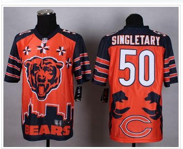 New Chicago Bears #50 Mike Singletary Orange NFL Elite Noble Fashion Jersey