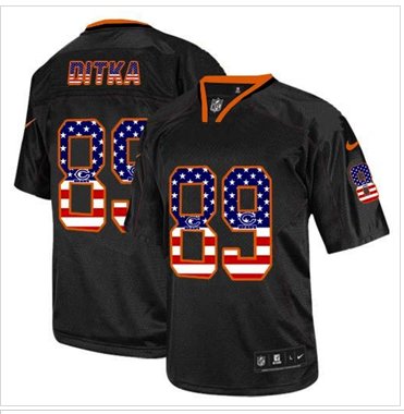 NEW Chicago Bears #89 Mike Ditka Black NFL Elite USA Flag Fashion Jersey