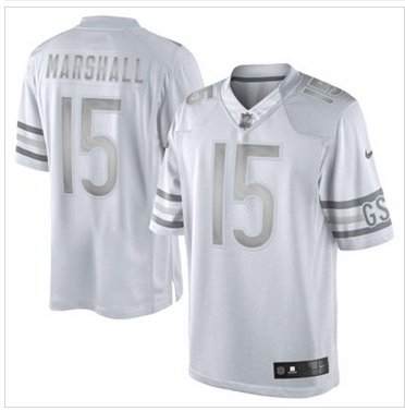 New Chicago Bears #15 Brandon Marshall White Platinum Jersey