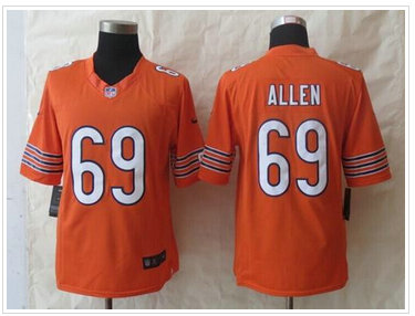 NEW Chicago Bears #69 Jared Allen Orange Alternate NFL Limited Jersey