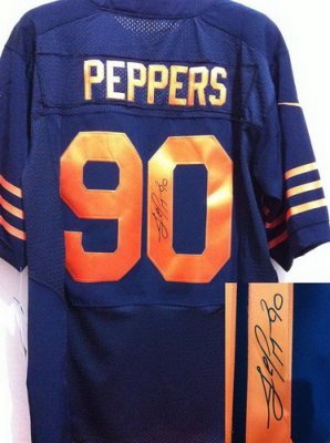 NEW NFL Chicago Bears 90 Julius Peppers Orange Number Jerseys(Signed Elite)