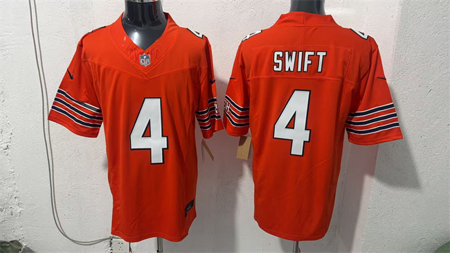 Men's Chicago Bears #4 D'Andre Swift Orange 2026 F.U.S.E. Vapor Untouchable Limited Stitched Football Jersey