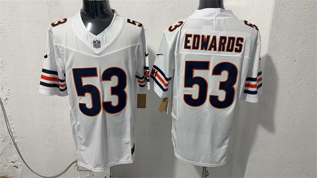 Men's Chicago Bears #53 T.J. Edwards White 2026 F.U.S.E. Vapor Untouchable Limited Stitched Football Jersey