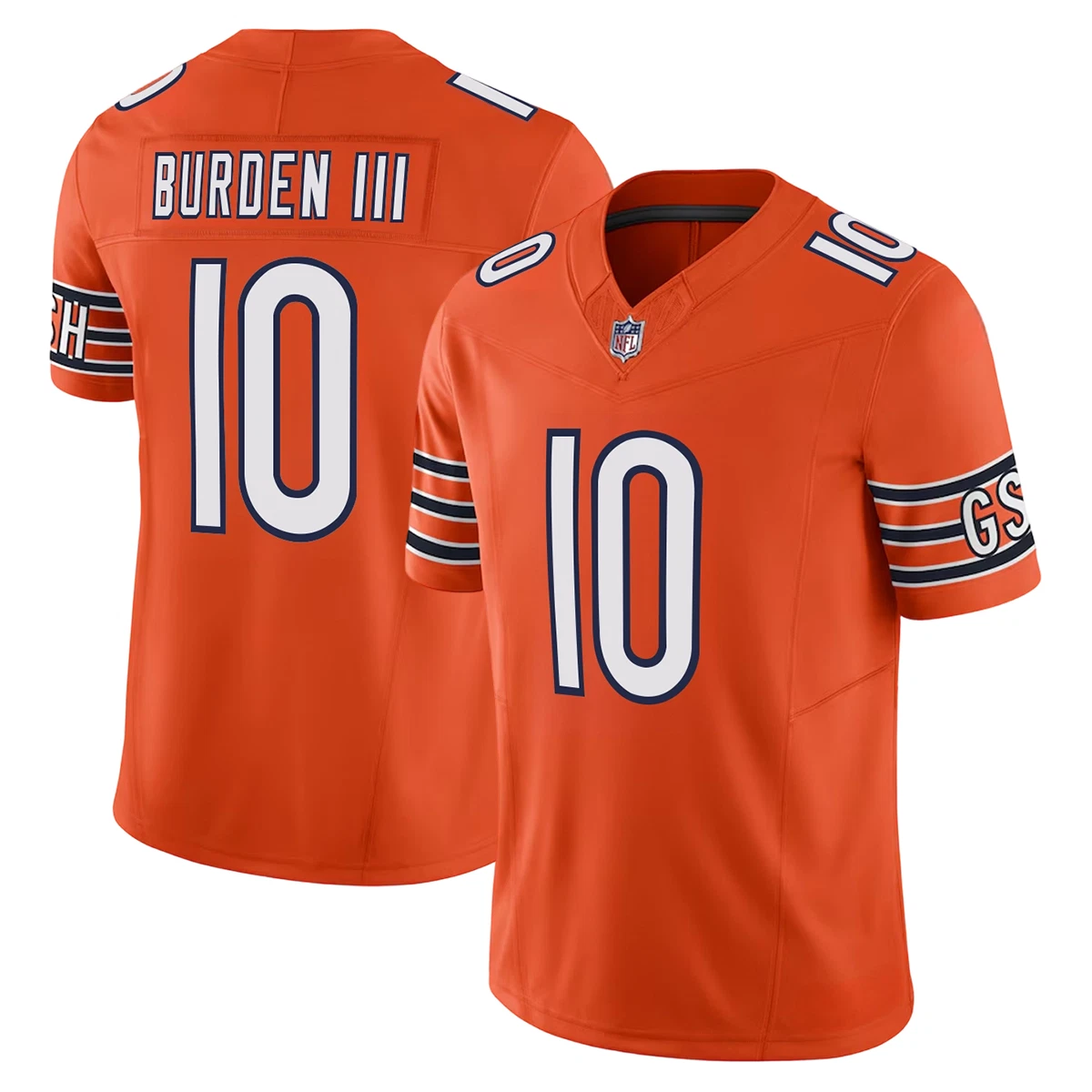 Men's Chicago Bears #10 Luther Burden III Orange 2025 F.U.S.E. Vapor Untouchable Limited Stitched Football Jersey Men's Chicago Bears #10 Luther Burden III Orange 2025 F.U.S.E. Vapor Untouchable Limited Stitched Football Jersey