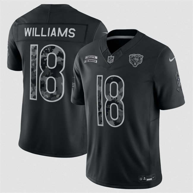 Men's Chicago Bears #18 Caleb Williams Black F.U.S.E. 2026 Salute to Service Limited Stitched Football Jersey