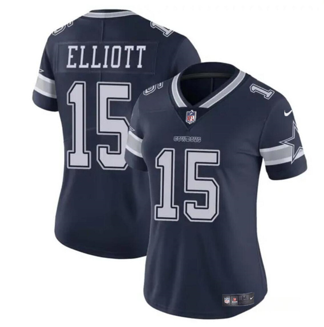 Women's Dallas Cowboys #15 Ezekiel Elliott Navy Vapor Limited Stitched Football Jersey(Run Small) Women's Dallas Cowboys #15 Ezekiel Elliott Navy Vapor Limited Stitched Football Jersey(Run Small)