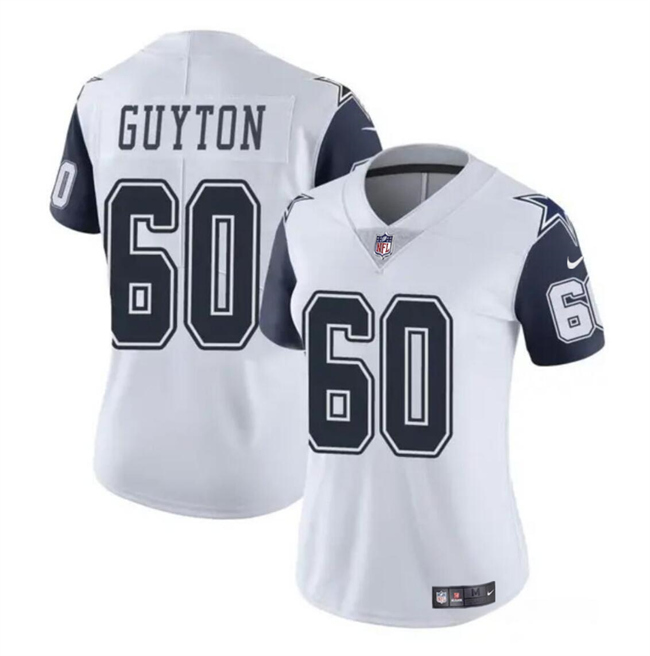 Women's Dallas Cowboys #60 Tyler Guyton White 2024 Draft Color Rush Limited Stitched Football Jersey(Run Small) Women's Dallas Cowboys #60 Tyler Guyton White 2024 Draft Color Rush Limited Stitched Football Jersey(Run Small)