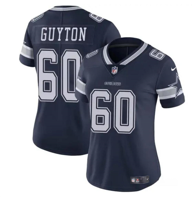 Women's Dallas Cowboys #60 Tyler Guyton Navy 2024 Draft Vapor Limited Stitched Football Jersey(Run Small) Women's Dallas Cowboys #60 Tyler Guyton Navy 2024 Draft Vapor Limited Stitched Football Jersey(Run Small)