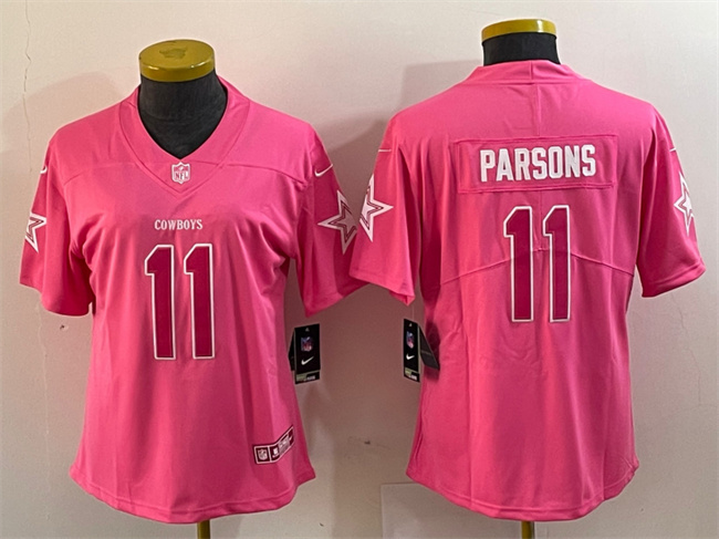 Women's Dallas Cowboys #11 Micah Parsons Pink Vapor Untouchable Limited Stitched Jersey(Run Small) Women's Dallas Cowboys #11 Micah Parsons Pink Vapor Untouchable Limited Stitched Jersey(Run Small)