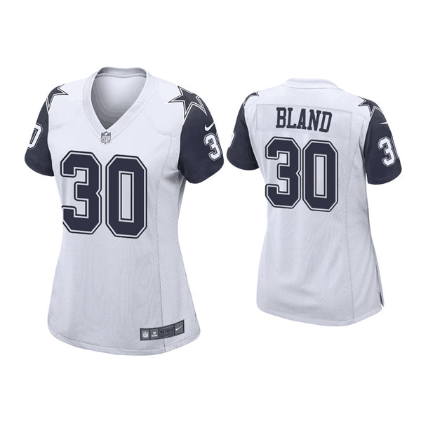 Women's Dallas Cowboys #30 DaRon Bland White Navy Stitched Game Jersey(Run Small) Women's Dallas Cowboys #30 DaRon Bland White Navy Stitched Game Jersey(Run Small)