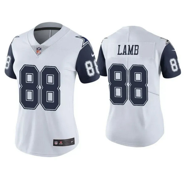 Women's Dallas Cowboys #88 Ceedee Lamb White Vapor Untouchable Limited Stitched Jersey(Run Small) Women's Dallas Cowboys #88 Ceedee Lamb White Vapor Untouchable Limited Stitched Jersey(Run Small)