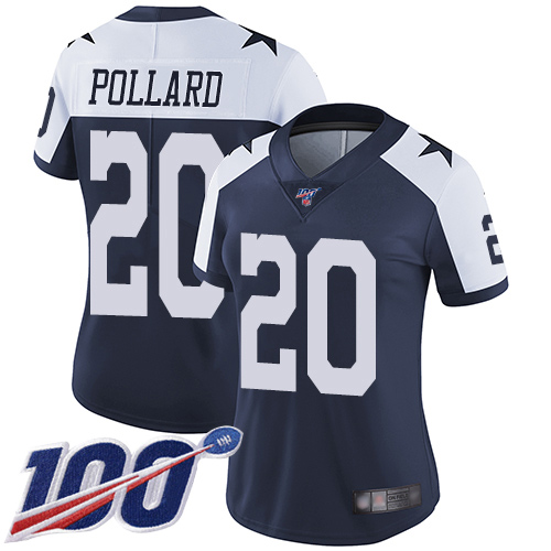 Cowboys #20 Tony Pollard Navy Blue Thanksgiving Women's Stitched Football 100th Season Vapor Throwback Limited Jersey Cowboys #20 Tony Pollard Navy Blue Thanksgiving Women's Stitched Football 100th Season Vapor Throwback Limited Jersey