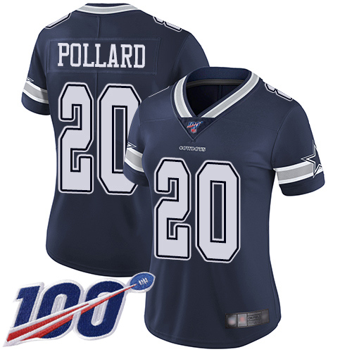 Cowboys #20 Tony Pollard Navy Blue Team Color Women's Stitched Football 100th Season Vapor Limited Jersey Cowboys #20 Tony Pollard Navy Blue Team Color Women's Stitched Football 100th Season Vapor Limited Jersey