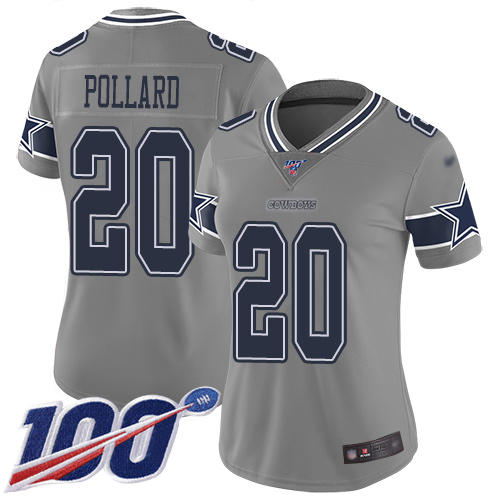 Cowboys #20 Tony Pollard Gray Women's Stitched Football Limited Inverted Legend 100th Season Jersey Cowboys #20 Tony Pollard Gray Women's Stitched Football Limited Inverted Legend 100th Season Jersey