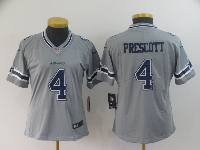 Women Nike Cowboys 4 Dak Prescott Gray Women Inverted Legend Limited Jersey Women Nike Cowboys 4 Dak Prescott Gray Women Inverted Legend Limited Jersey