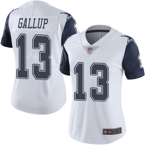 Cowboys #13 Michael Gallup White Women's Stitched Football Limited Rush Jersey Cowboys #13 Michael Gallup White Women's Stitched Football Limited Rush Jersey