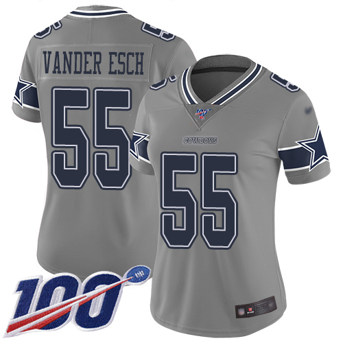 Cowboys #55 Leighton Vander Esch Gray Women's Stitched Football Limited Inverted Legend 100th Season Jersey Cowboys #55 Leighton Vander Esch Gray Women's Stitched Football Limited Inverted Legend 100th Season Jersey