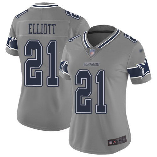 Cowboys #21 Ezekiel Elliott Gray Women's Stitched Football Limited Inverted Legend Jersey Cowboys #21 Ezekiel Elliott Gray Women's Stitched Football Limited Inverted Legend Jersey