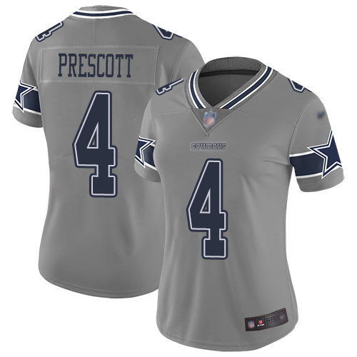 Cowboys #4 Dak Prescott Gray Women's Stitched Football Limited Inverted Legend Jersey Cowboys #4 Dak Prescott Gray Women's Stitched Football Limited Inverted Legend Jersey