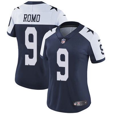 Nike Cowboys #9 Tony Romo Navy Blue Thanksgiving Women's Stitched NFL Vapor Untouchable Limited Throwback Jersey Nike Cowboys #9 Tony Romo Navy Blue Thanksgiving Women's Stitched NFL Vapor Untouchable Limited Throwback Jersey